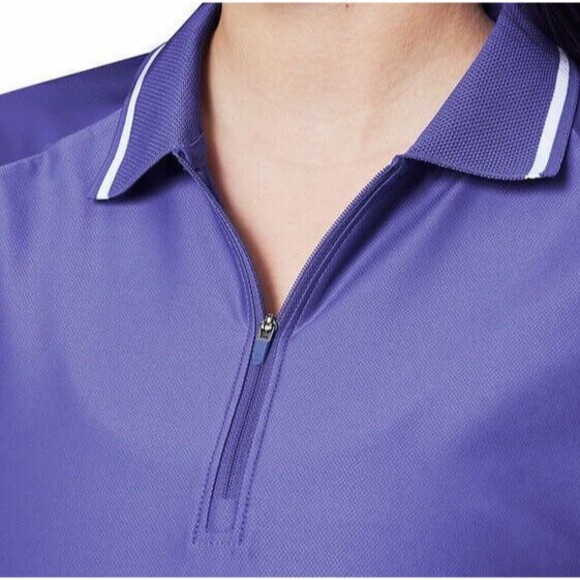 NWT Mondetta Ladies' Collared Zip Front Tee Blue Iris Size XXL - Picture 3 of 3